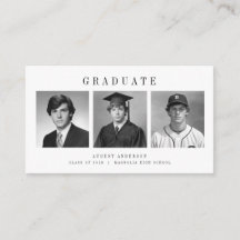 Modern Script 3 Photo Collage Graduation Thank You