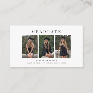 Carte D'accompagnement Modern Script 3 Photo Collage Graduation Thank You