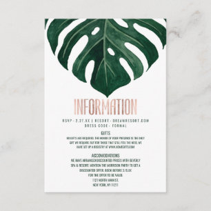 Carte D'accompagnement Modern Tropical Swiss Cheese Leaf Rose Gold Détail