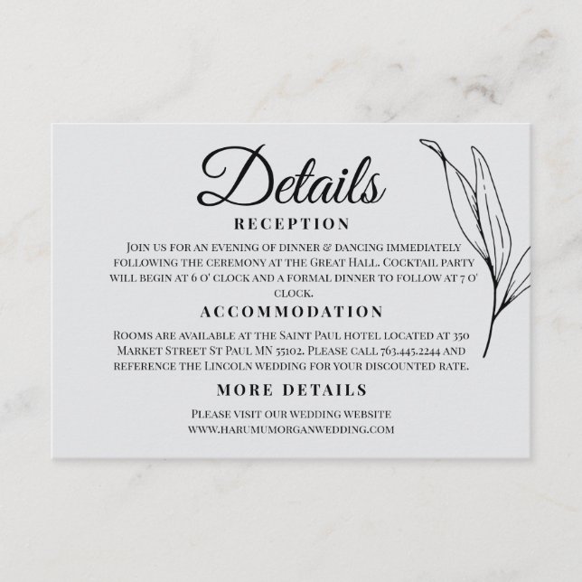 Carte D'accompagnement Modern Vertical Wedding Enclosure Card  (Devant)