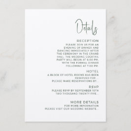 Carte D'accompagnement Modern wedding Enclosure Card Details.