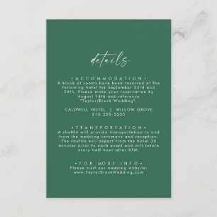 Carte D'accompagnement Moderne aquarelle Coordonnée Vert Mariage Détail