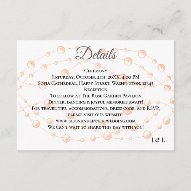 Carte D'accompagnement Moderne Blush ivoire Romantique Pearl Neutre Maria (Devant)