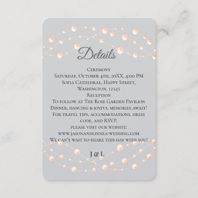 Carte D'accompagnement Moderne Blush ivoire Romantique Pearl Neutre Maria (Devant)