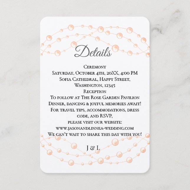 Carte D'accompagnement Moderne Blush ivoire Romantique Pearl Neutre Maria (Devant)