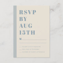 Moderne Classique RSVP Bleu Rayé Mariage 