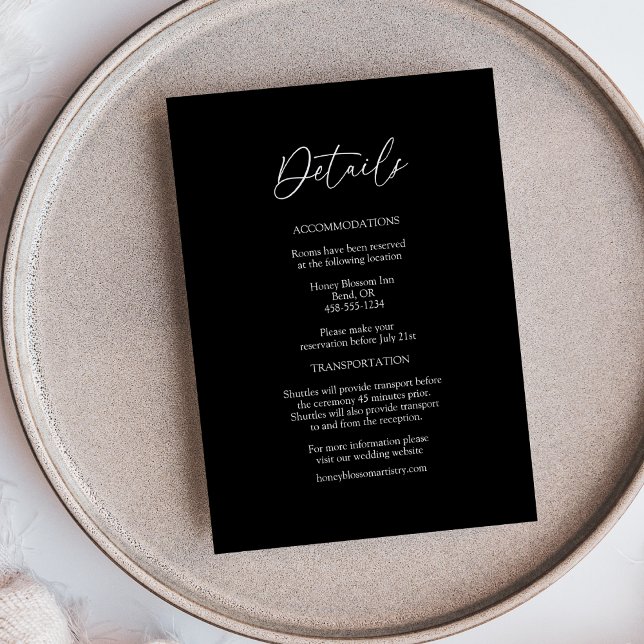 Carte D'accompagnement Moderne Classique Simple Noir Détails Mariage (Créateur téléchargé)