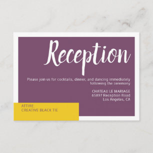 Carte D'accompagnement Moderne Contemporain violet jaune mariage minimal