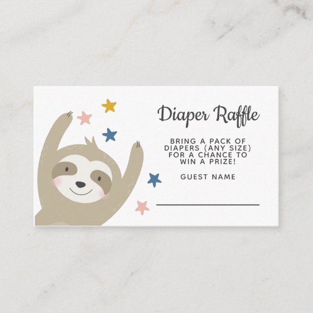 Carte D'accompagnement Moderne Cute Baby Sloth Rainbow Diaper Raffle (Devant)