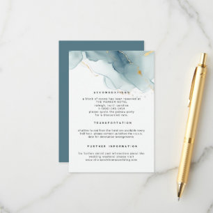 Carte D'accompagnement Moderne Dusty Blue Elegant Beach Détails de mariag