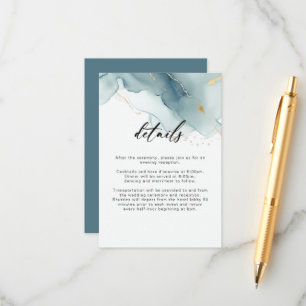 Carte D'accompagnement Moderne Dusty Blue Summer Beach Détails de mariage