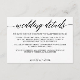 Carte D'accompagnement Moderne élégante calligraphie Détails Mariage