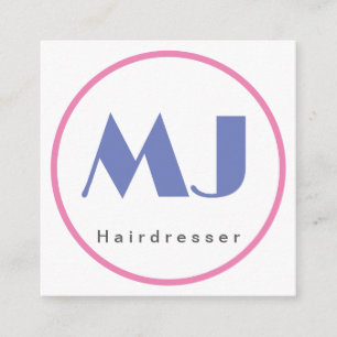 Carte D'accompagnement Moderne et élégant Monogramme Bleu Coiffeur blanc