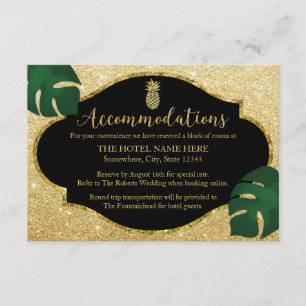 Carte D'accompagnement Moderne Gold Pineapple Beach Mariage Hébergement