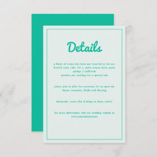 Carte D'accompagnement Moderne Gras Emerald Mint Green Retro Vibes Mariag