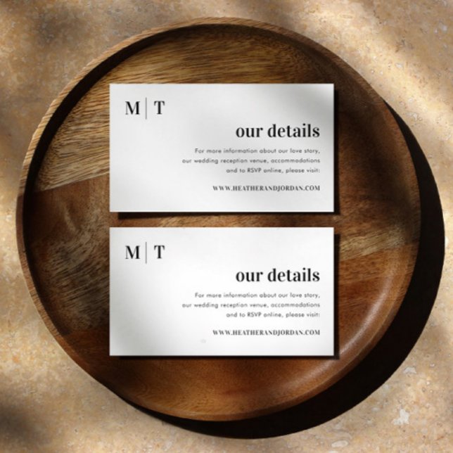 Carte D'accompagnement Moderne Gras Monogramme Mariage Nos détails (Créateur téléchargé)