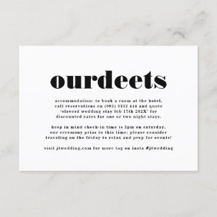 Carte D'accompagnement Moderne Gras Noir Blanc Extra Info Nos Détails
