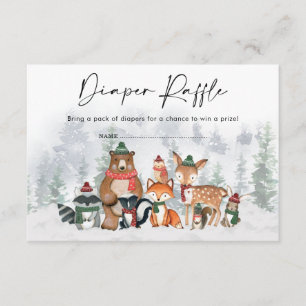 Carte D'accompagnement Moderne Hiver Bois Animaux Raffle de couches