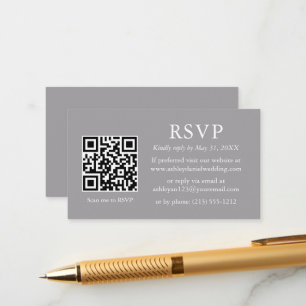 Carte D'accompagnement Moderne minimaliste Mariage gris QR RSVP
