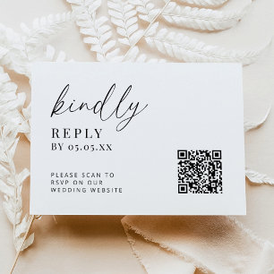 Carte D'accompagnement Moderne minimaliste Mariage QR Code Répondre avec 