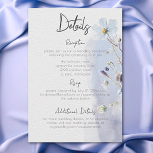 Carte D'accompagnement Moderne Periwinkle Blue Fleurs sauvages Détails