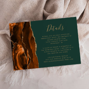 Carte D'accompagnement Moderne Rust Agate Hunter Green Mariage Détails