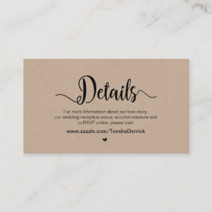 Carte D'accompagnement Moderne Rustic Farm Kraft, détails Mariages