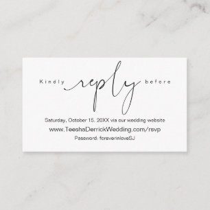 Carte D'accompagnement Moderne Simple Calligraphie Noire, RSVP en ligne