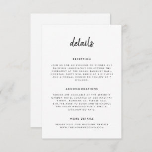 Carte D'accompagnement Moderne Simple Script Mariage noir et blanc