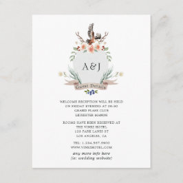 Carte D'accompagnement Monogram Woodland Crest Mariage Détails au sujet d