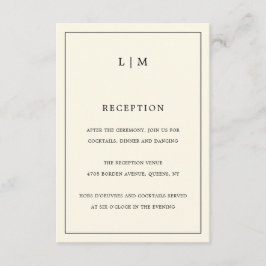 Carte D'accompagnement Monogramme à crème simple Mariage élégant