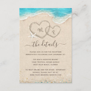 Carte D'accompagnement Monogramme Coeurs dans le mariage de la plage de s