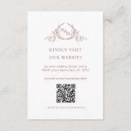 Carte D'accompagnement Monogramme couleur rose vif QR Code/RSVP en ligne