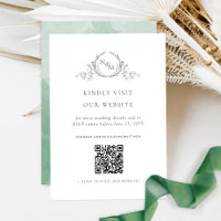 Monogramme d'aquarelle verte QR Code / RSVP en lig