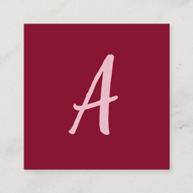 Carte D'accompagnement Monogramme de calligraphie rouge Bourgogne (Devant)