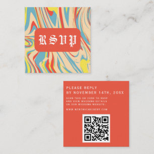 Carte D'accompagnement Monogramme du code QR Abstrait de la torsion rétro