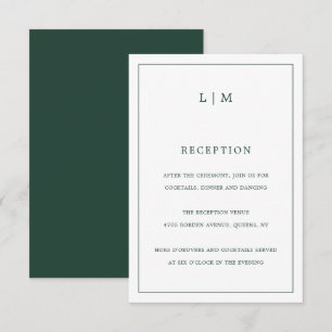 Carte D'accompagnement Monogramme élégant de couleur vert forêt simple po