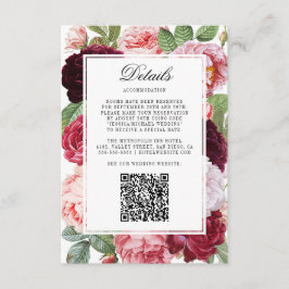 Carte D'accompagnement Monogramme Elegant Rose Détails du Mariage QR Code