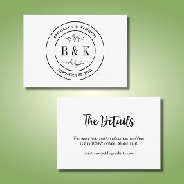 Carte D'accompagnement Monogramme floral botanique Mariage Nom du couple