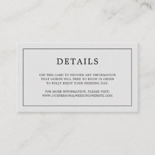 Carte D'accompagnement Monogramme gris clair simple Mariage élégant