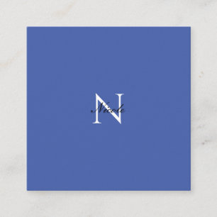 Carte D'accompagnement Monogramme initial manuscrit propre nom bleu