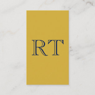 Carte D'accompagnement Monogramme Lettres Initiales Or & Bleu Simple