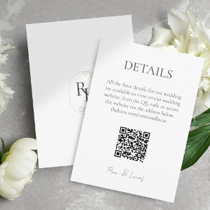 Carte D'accompagnement Monogramme Mariage Finder Détails Code QR