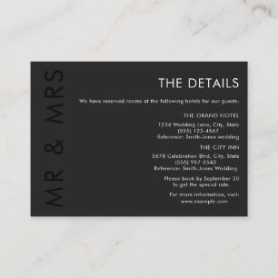Carte D'accompagnement Monogramme minimaliste moderne Mariage noir et bla