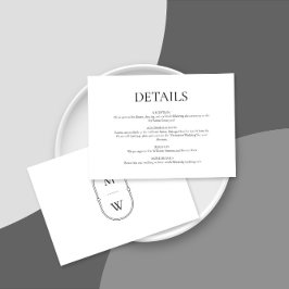 Carte D'accompagnement Monogramme minimaliste noir et blanc Détails du Ma
