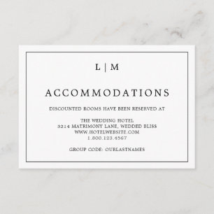 Carte D'accompagnement Monogramme noir et blanc simple Mariage élégant