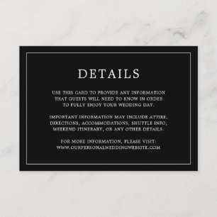 Carte D'accompagnement Monogramme noir simple Mariage élégant