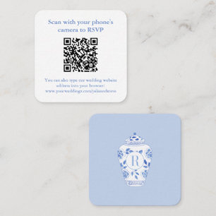 Carte D'accompagnement Monogramme Quelque chose de Wedding shower bleu QR