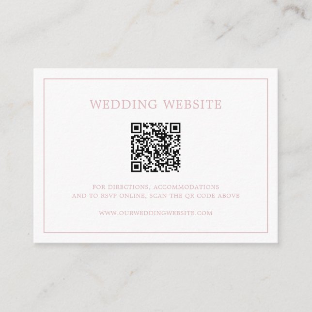 Carte D'accompagnement Monogramme rose clair simple Code QR Mariage éléga (Devant)