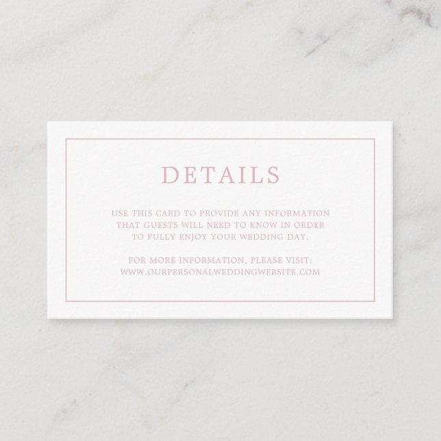 Carte D'accompagnement Monogramme rose clair simple Mariage élégant (Devant)